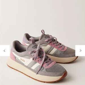 Gola Women's Phoenix Gray, Pink & Cream Retro Trainer Sneakers